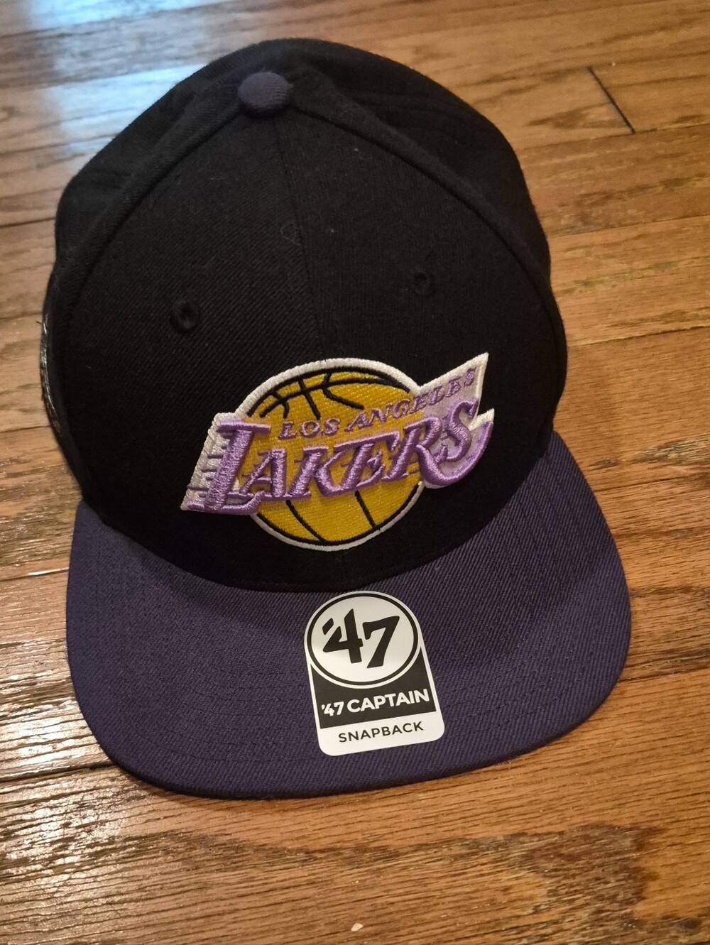'47 Los Angeles Lakers Black & Purple Snapback Hat Mens
